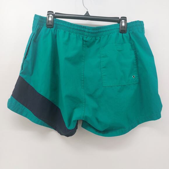 Vintage Swim Trunks Drawstring Beach Pool Green Navy Blue L - Picture 2 of 15